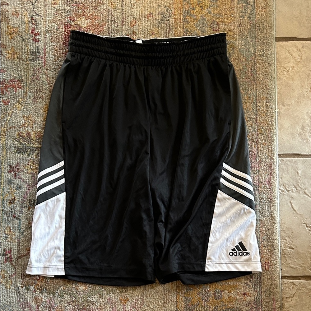 Adidas Men's Black and White Sports Shorts
